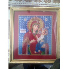 The Iverian Virgin Mary Beads Embroidered Icon